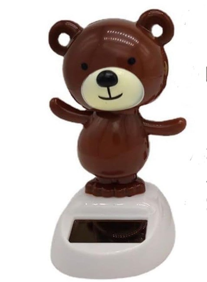 SquarezhenBo 1Pc Brown Solar Dancing Bear Ornament Solar Powered Dancing Figurine Car Dashboard Decor, Bobbling Head Bear Ornaments Shaking Head Dolls Solar Power Kits - Image 1